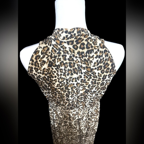 Women’s Leopard Print Sleeveless Maxi Dress Low Cut Ruched straps Size Small S - Picture 10 of 16